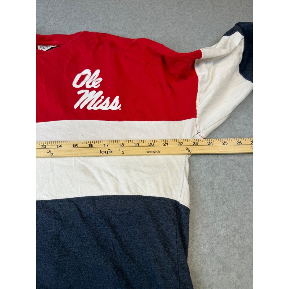 Pressbox Ole Miss Rebels Shirt Womens Large Red White Blue Long Sleeve Thumbhole - Picture 3 of 7